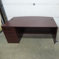 Mahogany Executive Bow Front Single Pedestal Desk w Client Space